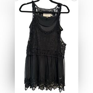 LaBellum Hillary Scott Black Lace Layering Tank sz XS